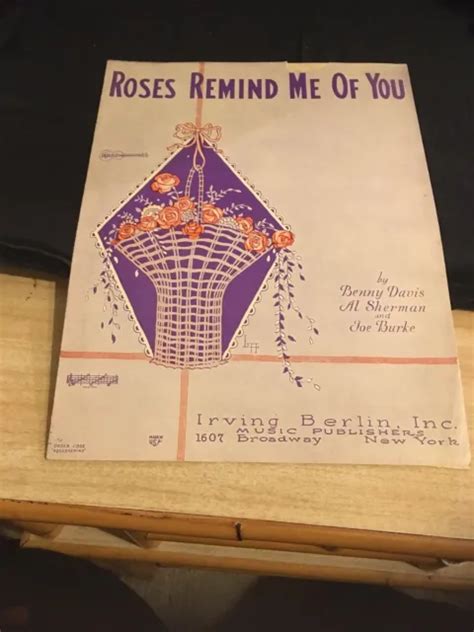 Vintage Sheet Music Roses Remind Me Of You Irving Berlin 1926 449