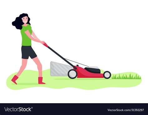 Girl Mowing Lawn Clipart Free