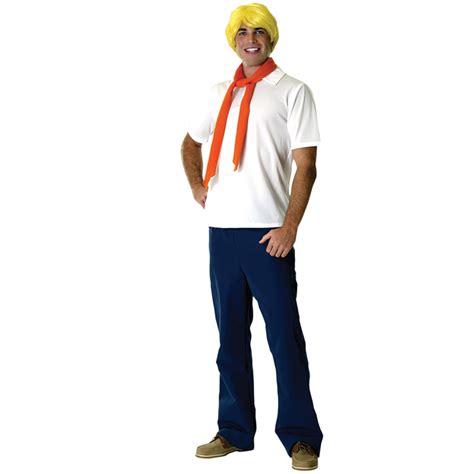 Licensed Adult Scooby Doo Fancy Dress Costume Halloween Outfit Wig Mens