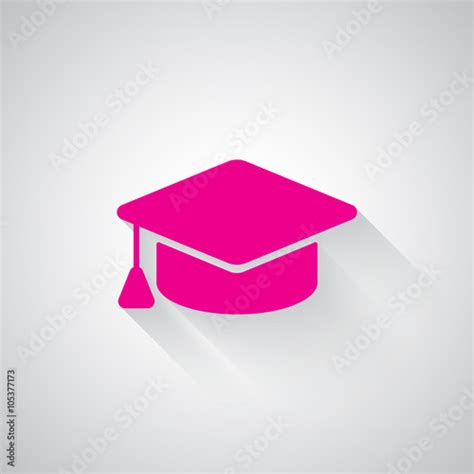 Pink Graduation Cap Web Icon On Light Grey Background Stock Image And