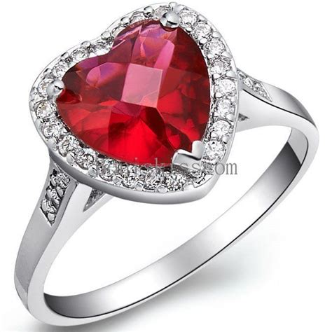Accent Red Heart Cubic Zirconia Love Heart Engagement Promise Ring For Ladies Ebay Silver