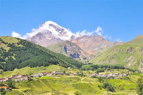 Village At The Foot Of Mount Kazbek Stock Image Image Of Kazbegi