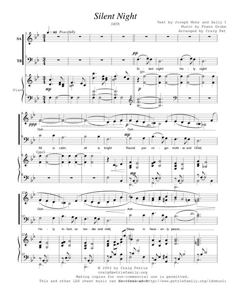It's a bit odd, but for some reason nat really enjoys spending her free time on a laptop (ideally with a coffee and a cat) rather than 'going out' or 'having fun'! Silent Night (by Craig Petrie -- SATB)