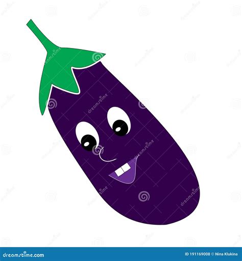 Graphic Image Of A Single Eggplant With A Face Stock Illustration