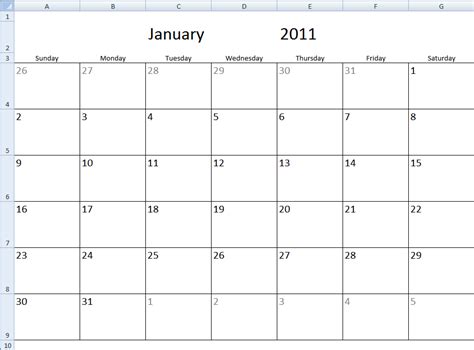 Monthly Calendar Template In Excel Get Digital Help Microsoft Excel