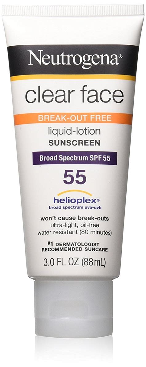 Neutrogena Clear Face Break Out Free Liquid Lotion Sunscreen Spf 55 3 Oz Pack Of 2 Walmart