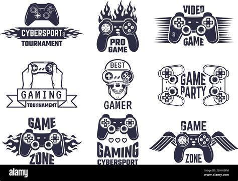 Gaming Logo Set Video Games And Cyber Sport Labels Stock Vector Image