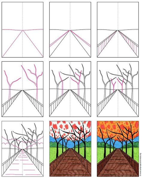 How To Draw Trees In Different Stages Of The Day And Night With This