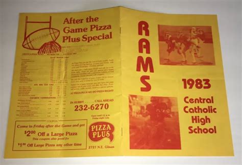 Central Catholic Rams 1983 Football Program Jesuit Crusaders Oregon