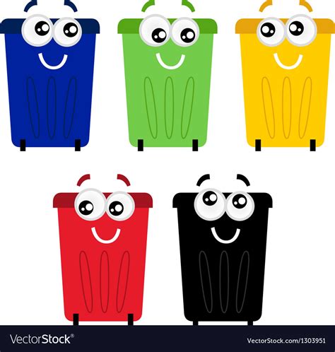 Funny Colorful Recycle Bin Mascots Royalty Free Vector Image