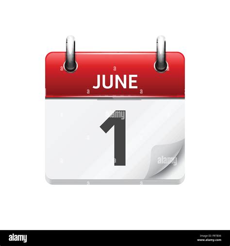 June 1 Vector Flat Daily Calendar Icon Date And Time Day Month