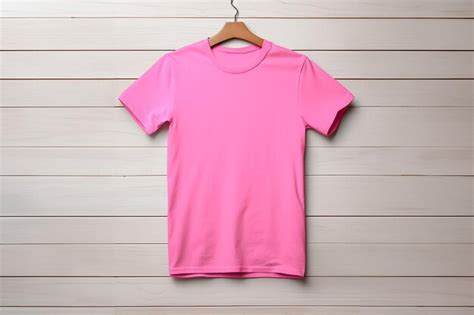 Premium Ai Image Pink T Shirt Mockup With Copy Space On White