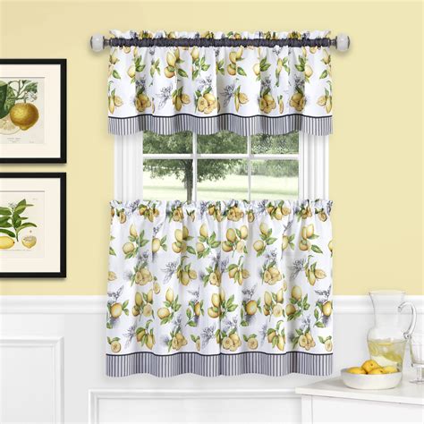 Lemons On Vine Complete Café Kitchen Curtain Tier And Valance Set