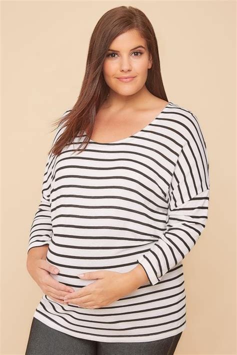 Bump It Up Maternity White And Black Striped 2 In 1 Nursing Vest And Top