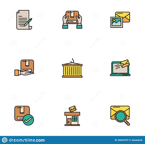 Bundle Of Postal Service Icons Stock Vector Illustration Of