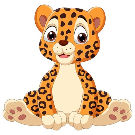 Premium Vector Cute Baby Leopard Cartoon Sitting