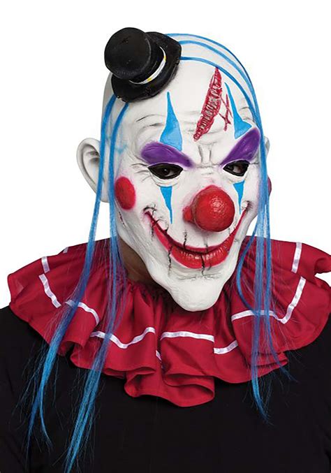 Official Collection Fun World Red And Blue Evil Clown Mask For Adults