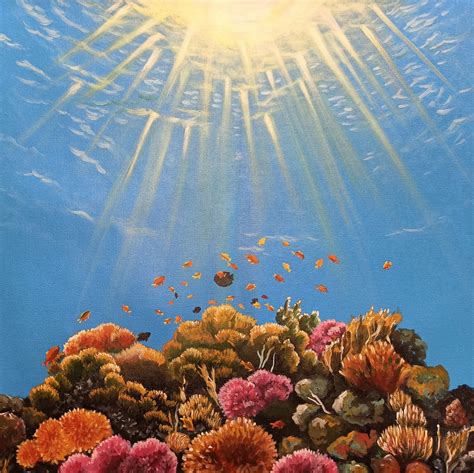 Learn how to paint in this free step by step acrylic painting tutorial by angela anderson. Great Barrier Reef (Coral Reef), Australia by artist ...