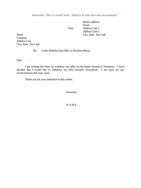 Sample Letter To Withdraw Offer On House Uk Doc Template Pdffiller