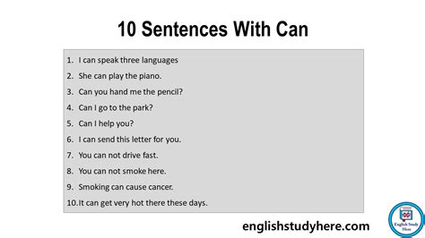10 Sentences With Can Modals Example Sentences English Study Here