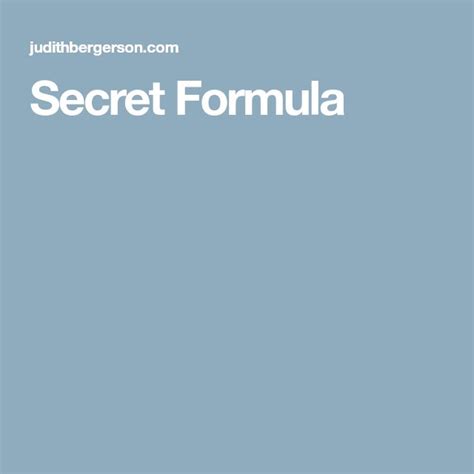 Secret Formula Secret Formula Simplistic