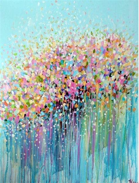 Abstract Drip Flowers Original Abstract Art Abstract Art Painting