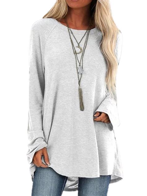 Womens Plus Size Long Sleeve Tops Loose Casual Baggy Blouse Tunic T Shirt