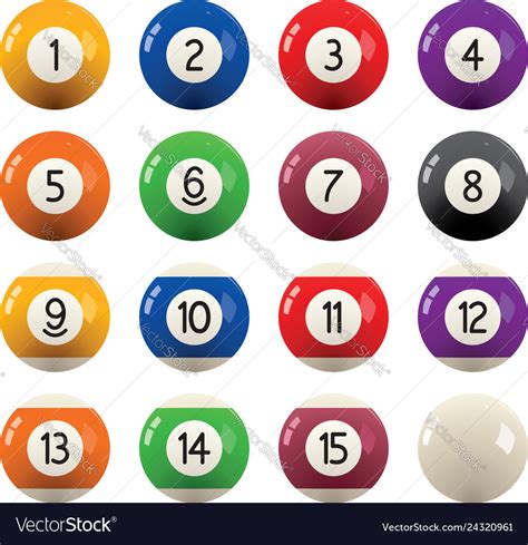 Collection Of Billiard Pool Balls With Numbers Vector Image