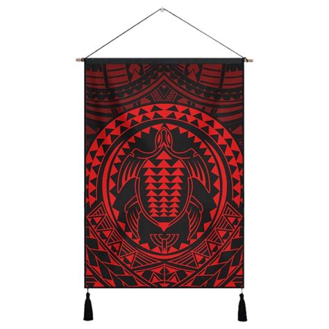 Hawaiian Kakau Honu Arc Polynesian Red Hanging Poster AH JGR In 2022