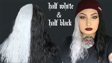 Half Black And Half White Hair Split Dye Youtube