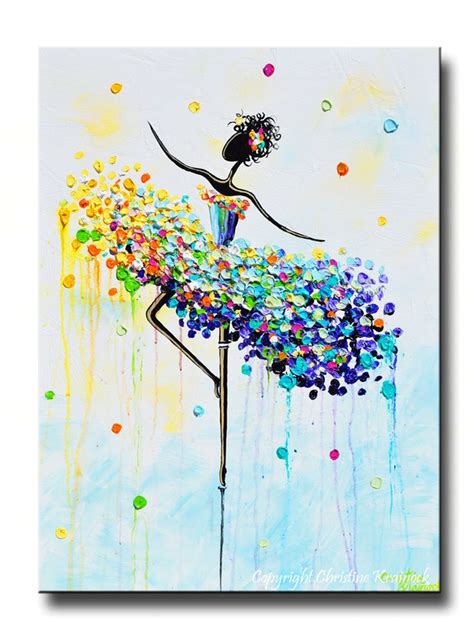 Dancer En Pointe Giclee Print Art Abstract Dancer Painting Colorful