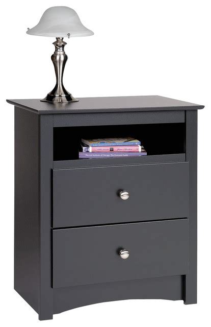 Prepac Sonoma Two Drawer Tall Nightstand With Open Cubbie