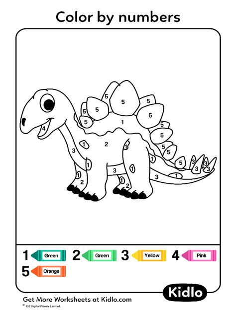 Color By Numbers Dino Worksheet 19