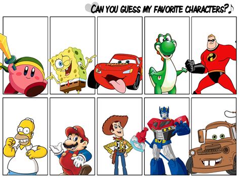 Can You Guess My Favorite Characters Meme By Redkirb On Deviantart