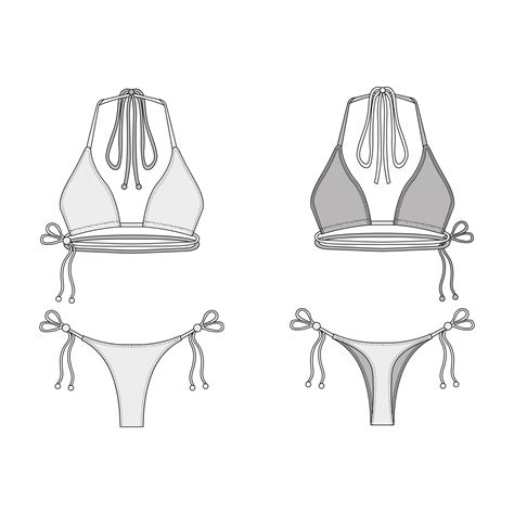 Fashion Flat Sketch Of A Triangle Bikini Vector Format Ready To Paint