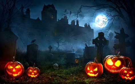 Fond d'écran Halloween, cimetière, citrouilles - Graveyard