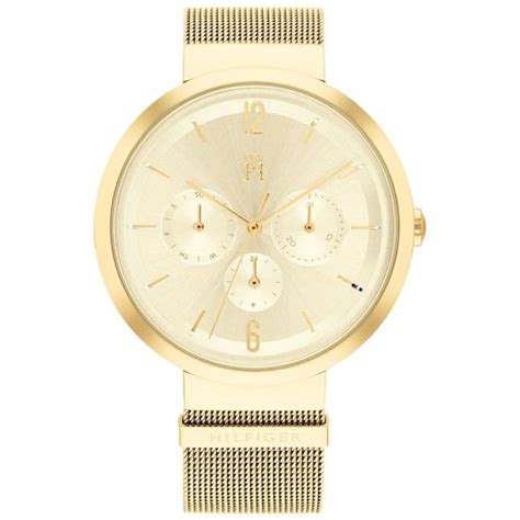 Tommy Hilfiger Ladies Gold Mesh Gold Dial Chrono Watch Mint By Baldwins