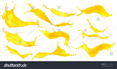 Abstract Yellow Color Splash Set Isolated Stock Photo