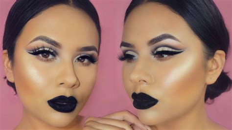 Soft Cut Crease Bold Black Lips Makeup Tutorial Youtube