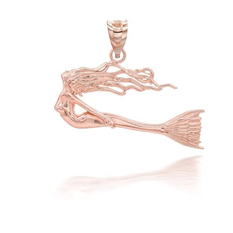 Rose Gold Swimming Mermaid Pendant Necklace