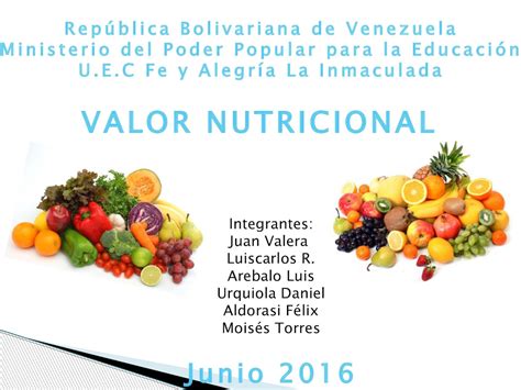 Calaméo Diapositiva Valor Nutricional