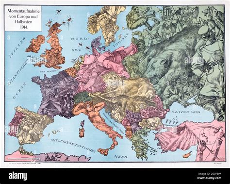 Mapa Satírico Europeo Momentaufnahme Von Europa Und Halbasien 1914