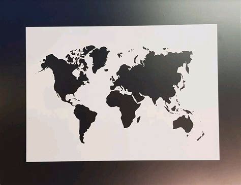 The World Map Wall Art Stencilstrongreusablerecyclable Ebay