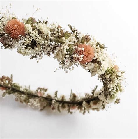 Ivory & Blush Crown // Dried Flower Halo // Flower Crown | Flower halo, Flower crown, Flower ...