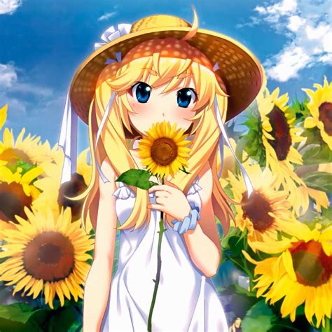 Sunflower Girl In Hat Anime Art Manga Anime Manga Girl Anime Art