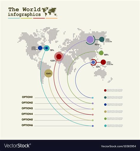 World Map Infographic Template With Diagrams And Vector Image