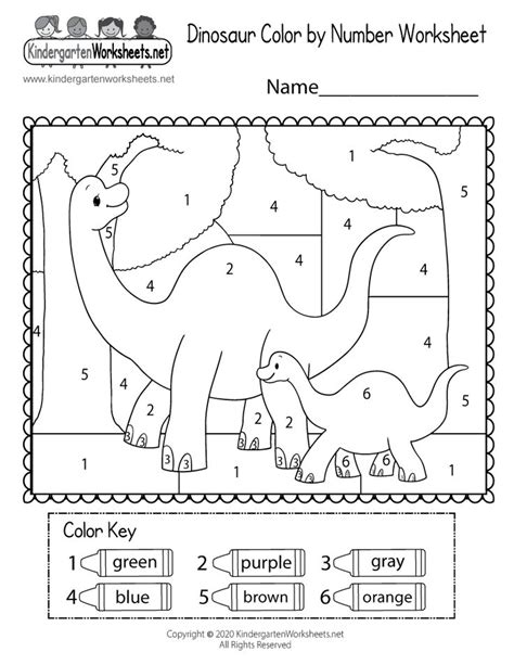 Free Printable Dinosaur Color By Number