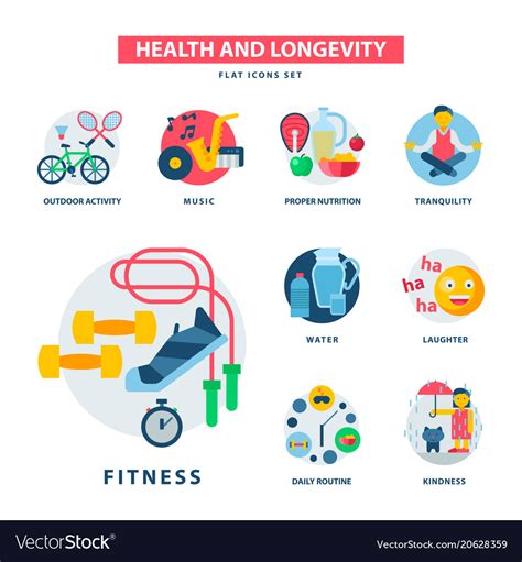 Health And Longevity Icons Modern Activity Vector Image