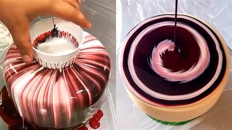 Most Satisfying Mirror Glazed Cake Decorating Compilation Youtube