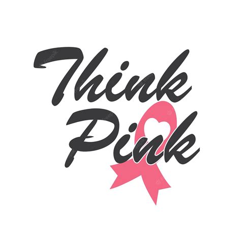 premium vector think pink quote fight against cancer pink ribbon breast cancer awareness symbol